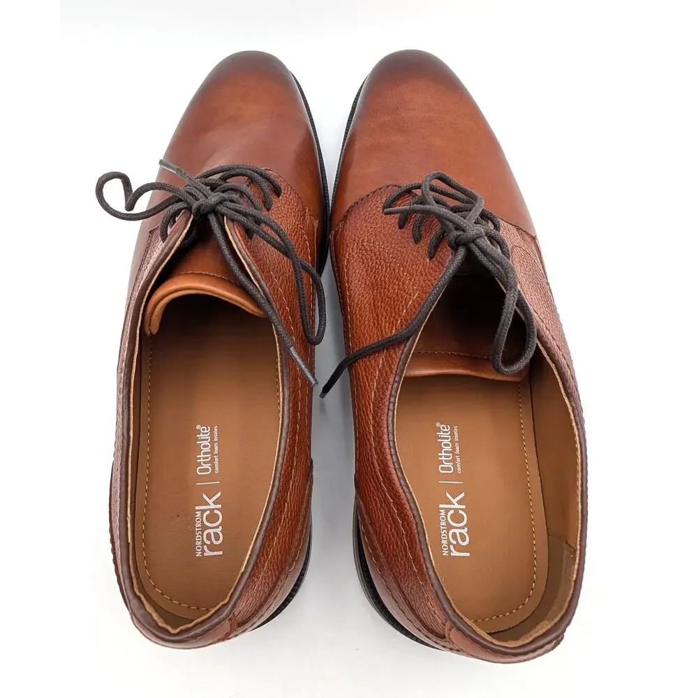 Nordstrom Rack Sam Plain Toe Derby Shoes Men's Brown Size US11.5M EU44.5